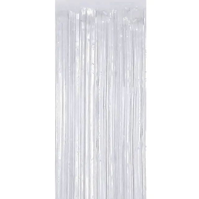 WHITE FOIL FRINGE CURTAIN 39"x79"