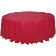 PLASTIC TABLECOVER ROUND RED