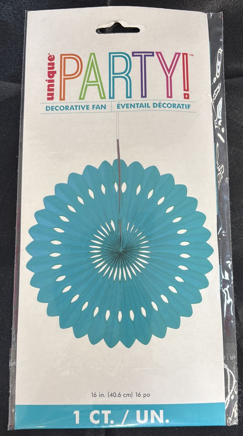 POWDER BLUE DECORATIVE FAN 16"