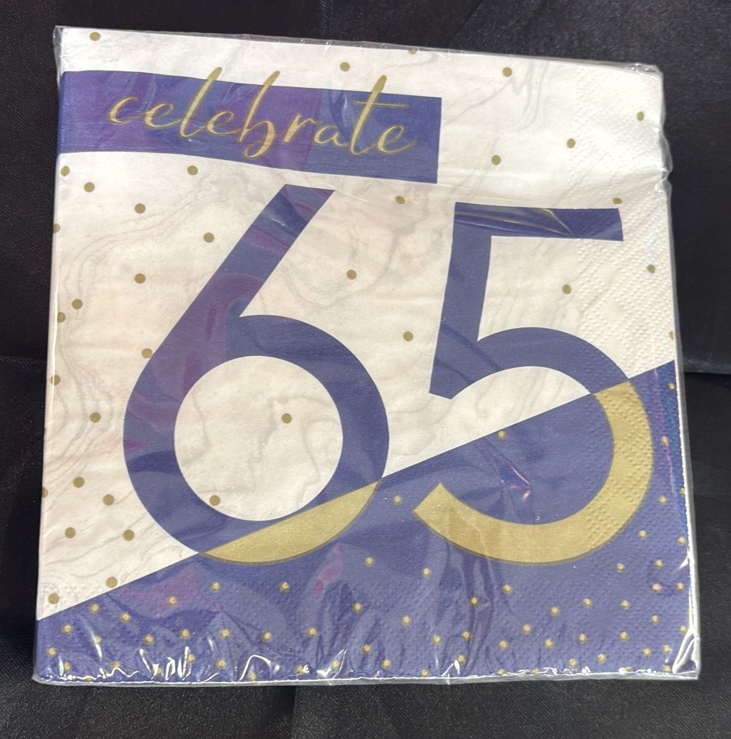 NAVY &amp; GOLD MILESTONE 65 NAPKIN