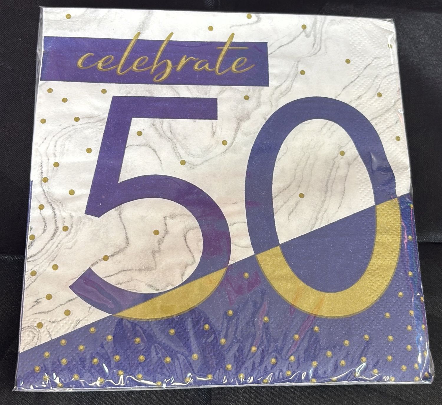 NAVY &amp; GOLD MILESTONE 50 NAPKIN