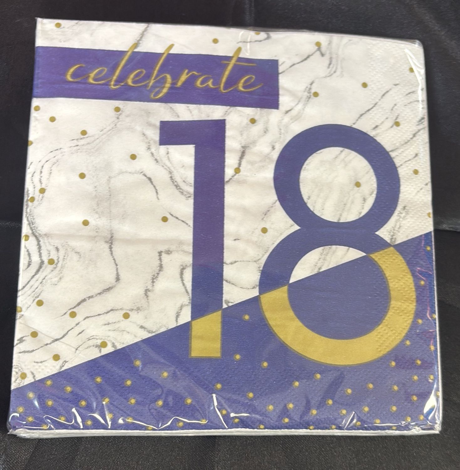 NAVY &amp; GOLD MILESTONE 18 NAPKIN