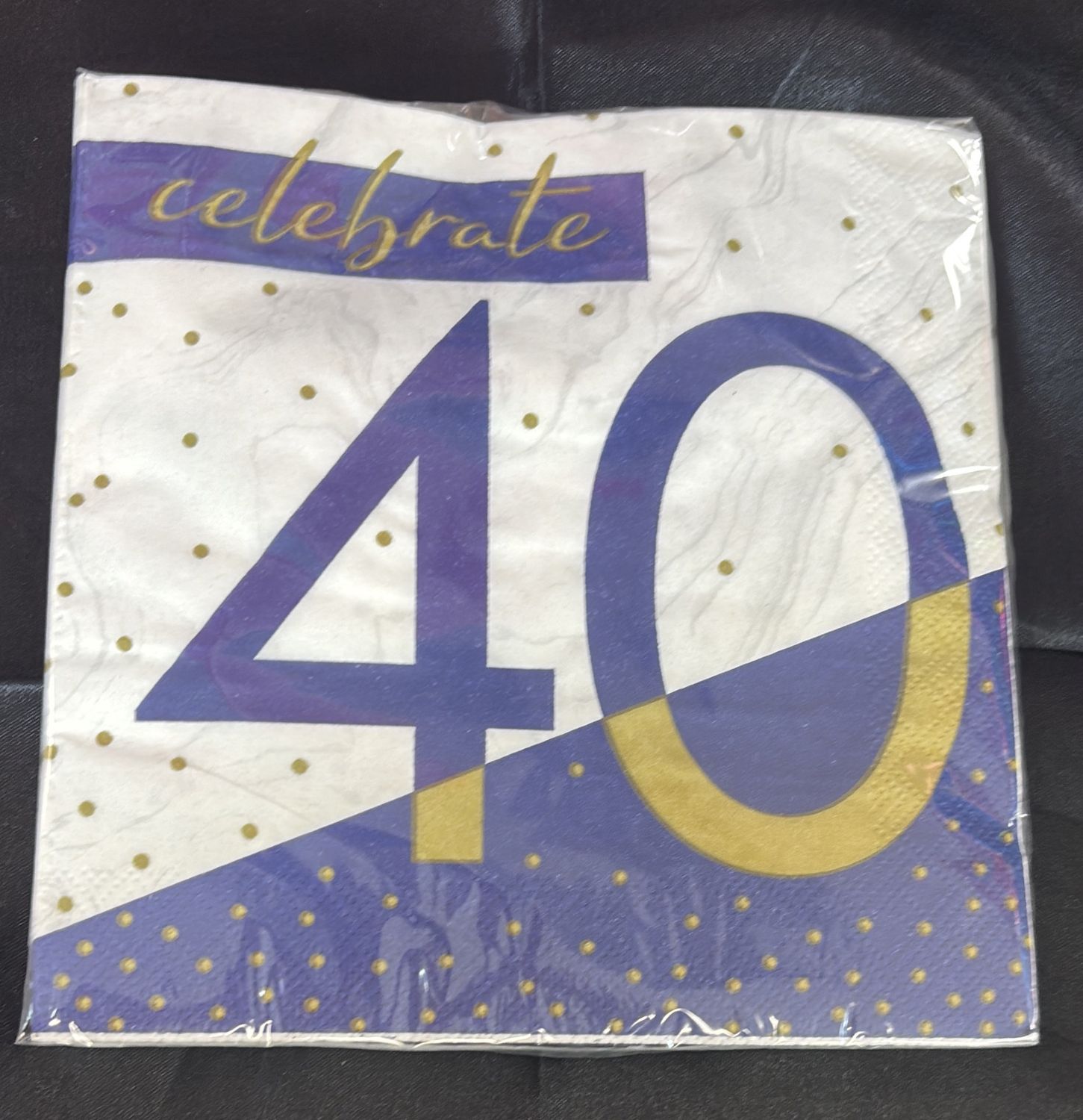 NAVY &amp; GOLD MILESTONE 40 NAPKIN