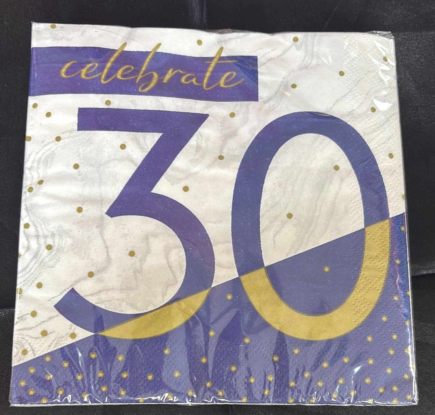 NAVY &amp; GOLD MILESTONE 30 NAPKIN
