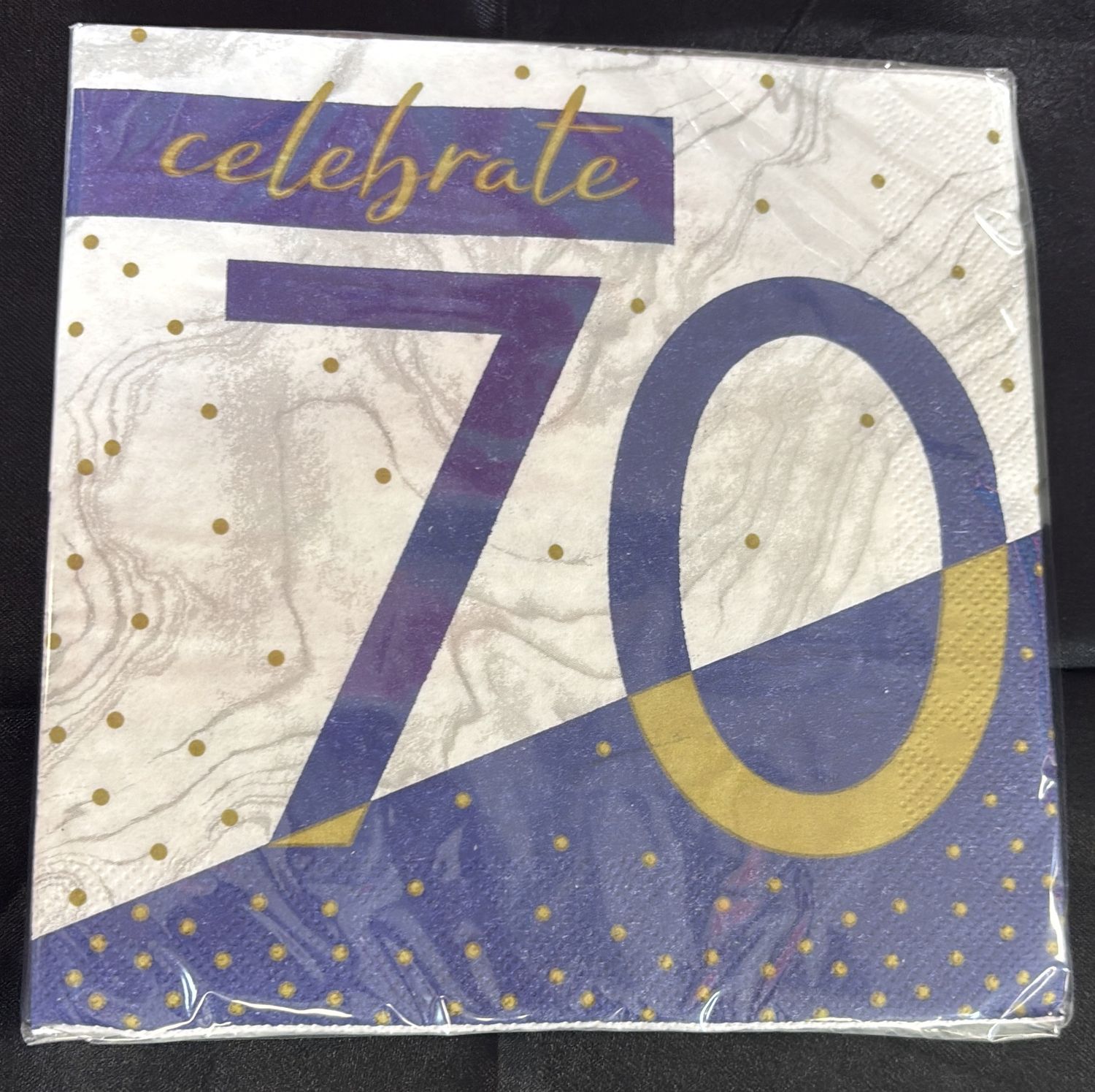 NAVY &amp; GOLD MILESTONE 70 NAPKIN