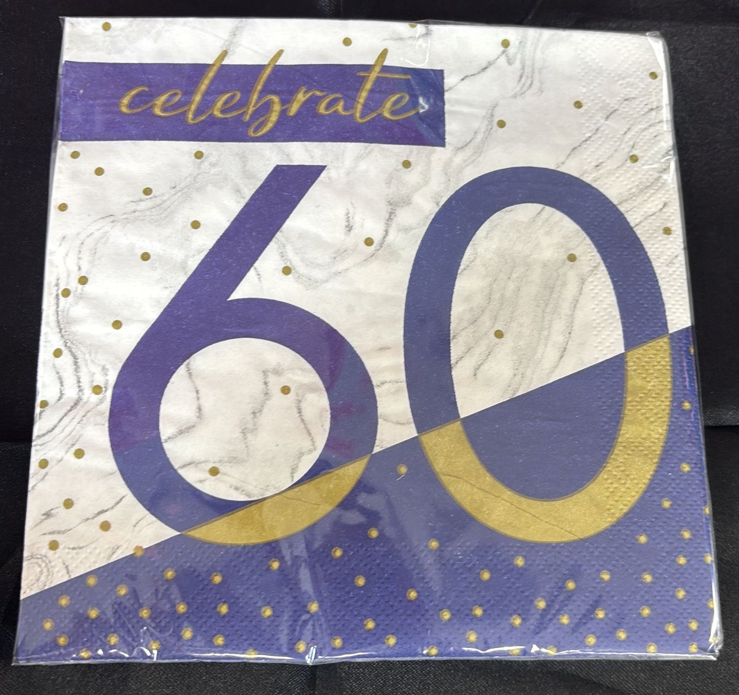 NAVY &amp; GOLD MILESTONE 60 NAPKIN
