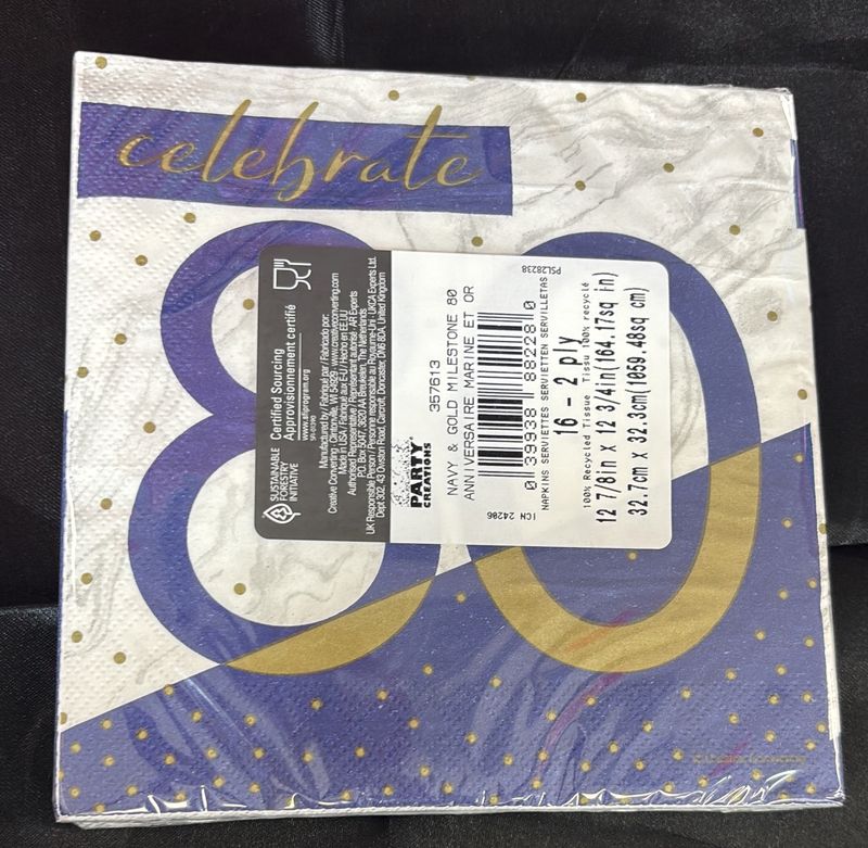 Navy &amp; Gold Milestone 80 Napkin