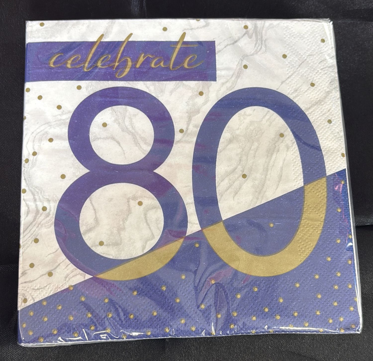 NAVY &amp; GOLD MILESTONE 80 NAPKIN