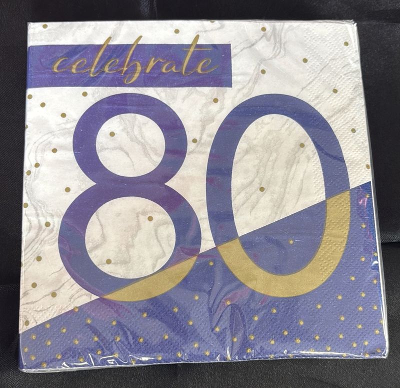 NAVY &amp; GOLD MILESTONE 80 NAPKIN