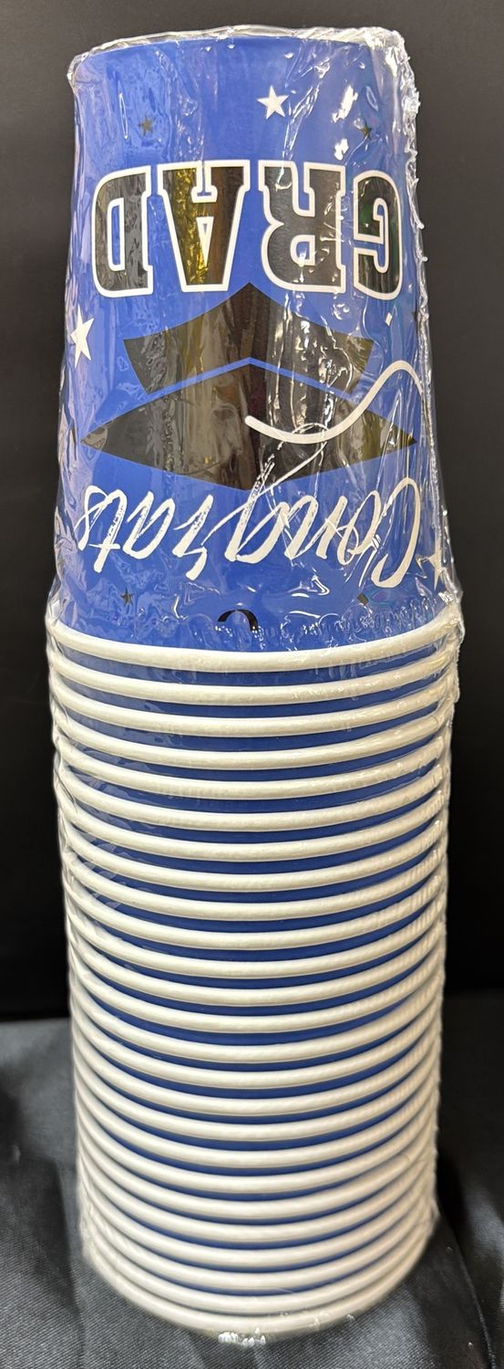 GRAD BLUE PAPER CUPS