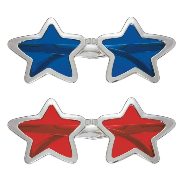 Novelty Glasses Silver Foil Star 2Ct