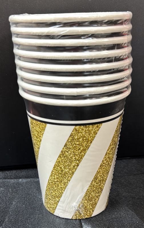 PAPER CUPS BLACK &amp; GOLD