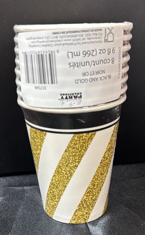 Paper Cups Black &amp; Gold