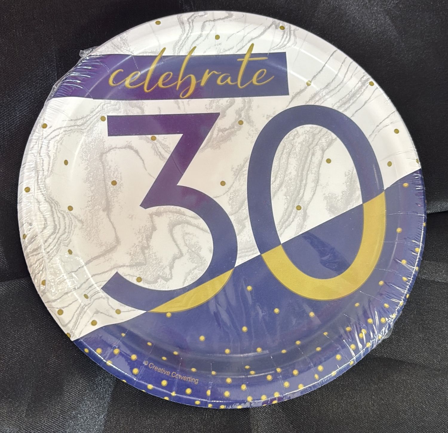 NAVY &amp; GOLD MILESTONE 30 PLATE