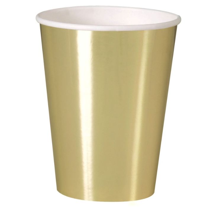 Gold Paper Cups 14.5Oz 8Ct