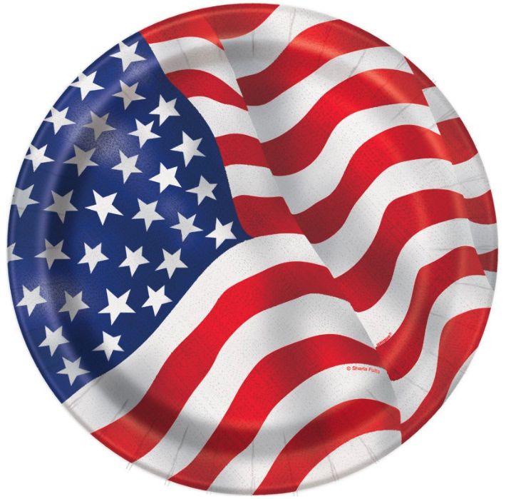 Usa Flag 7" Dessert Plates 8Ct
