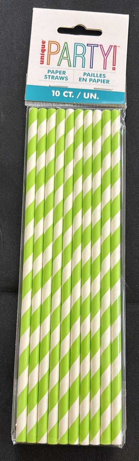 LIME GREEN STRIPE PAPER STRAW
