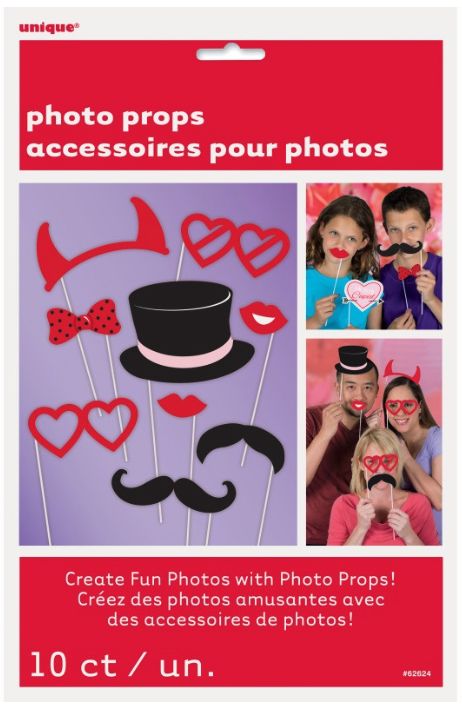 VALENTINES DAY PHOTO BOOTH PROPS  10CT