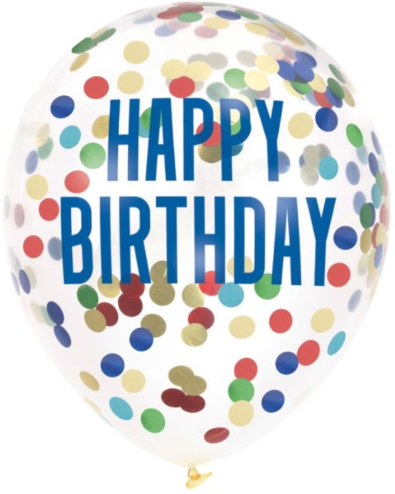 12" RAINBOW CONFETTI BALLOONS 6CT