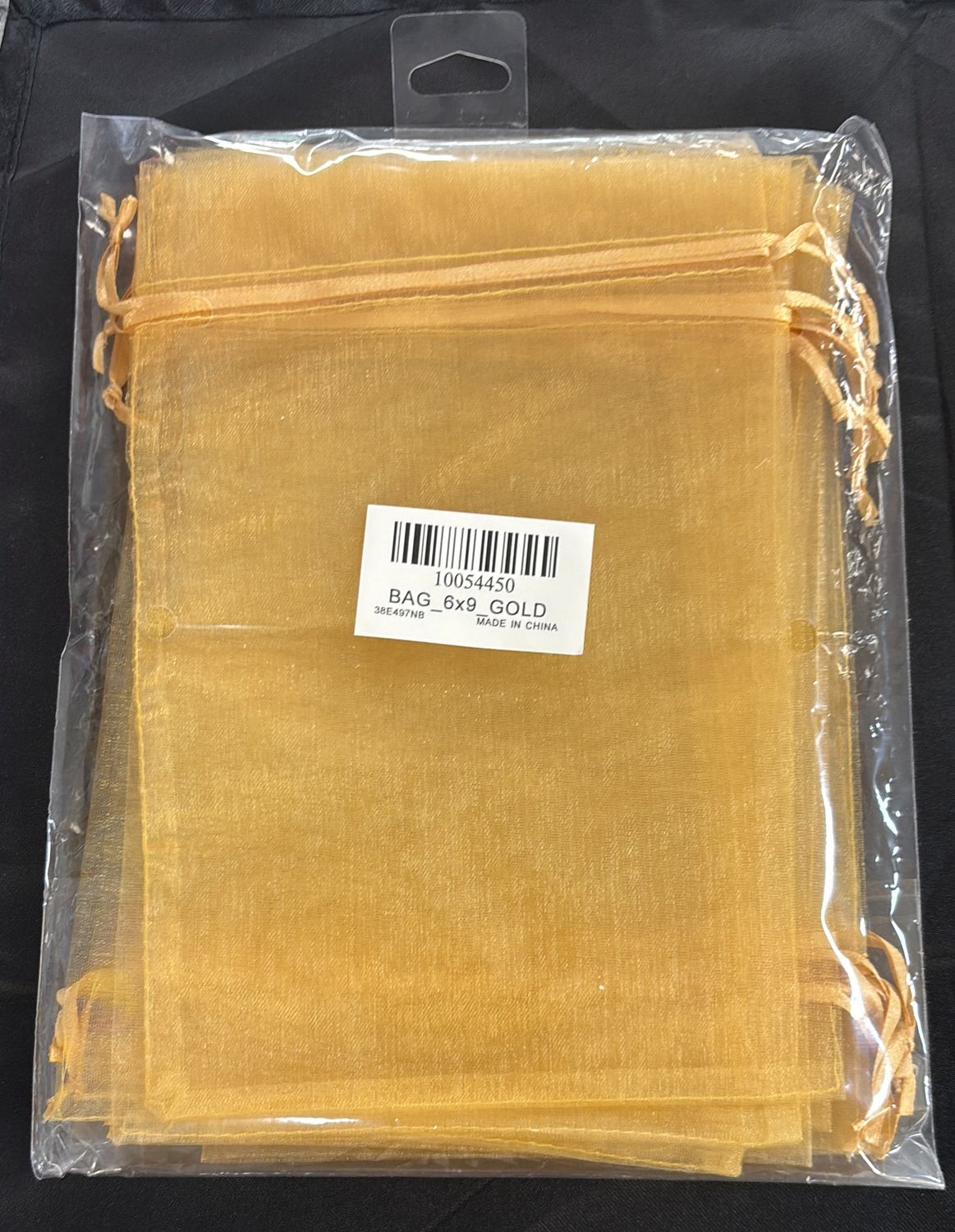 GOLD ORGANZA DRAWSTRING BAGS 10CT 6x9