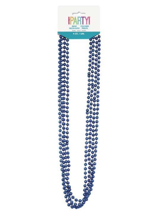 32" BLUE METALLIC BEADS 4CT