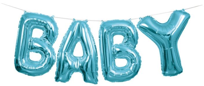 14" BABY BLUE BANNER BALLOON