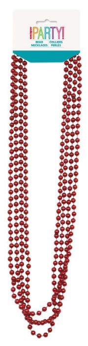 32" RED METALLIC BEADS 4CT