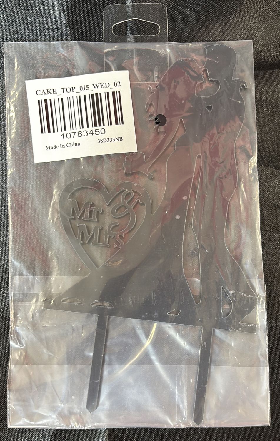 ACRYLIC CAKE TOPPER WEDDING BLACK SILHOUETTE MR AND MRS