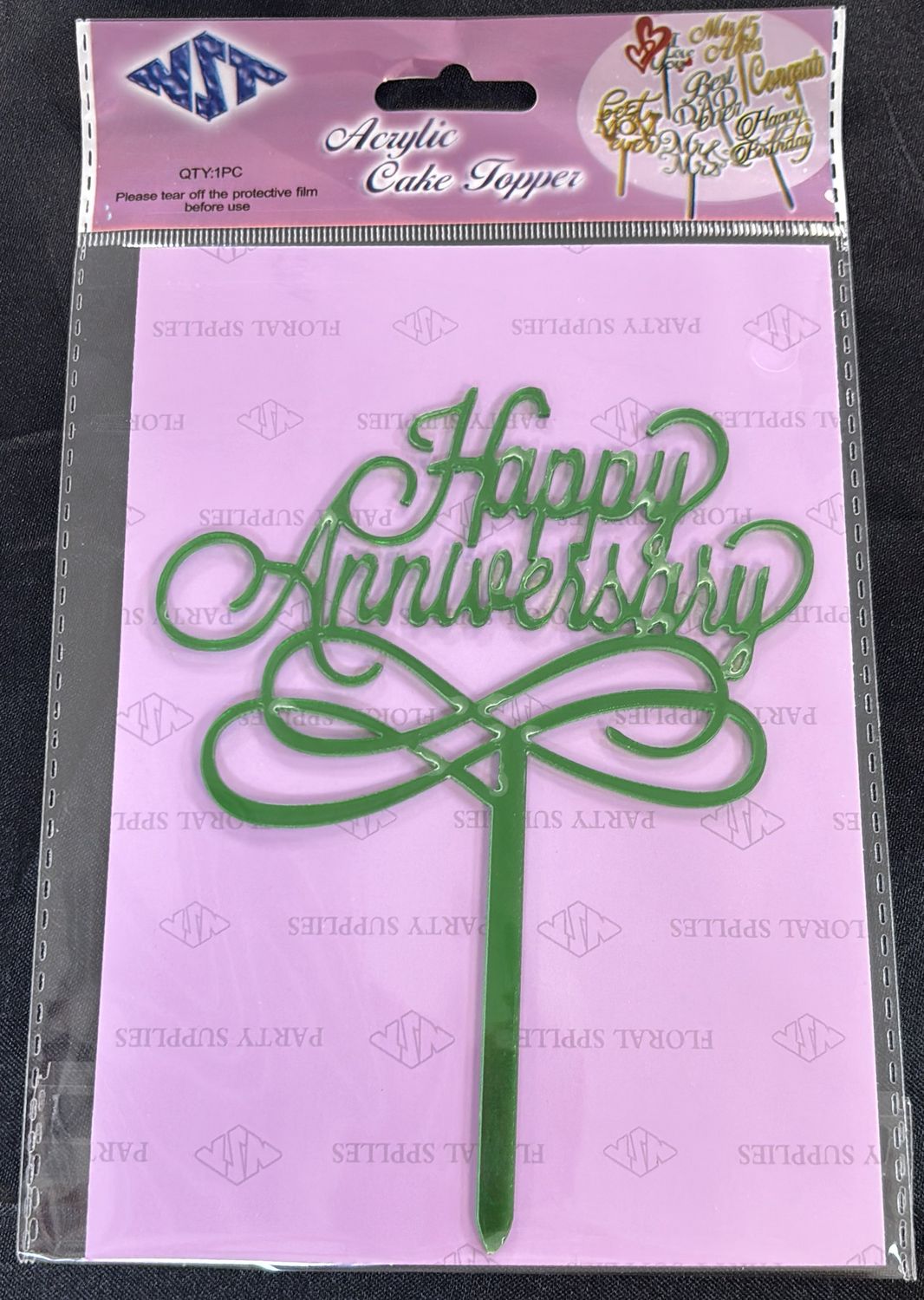ASSORTED ACRYLIC HAPPY  ANNIVERSARY CAKE TOPPER