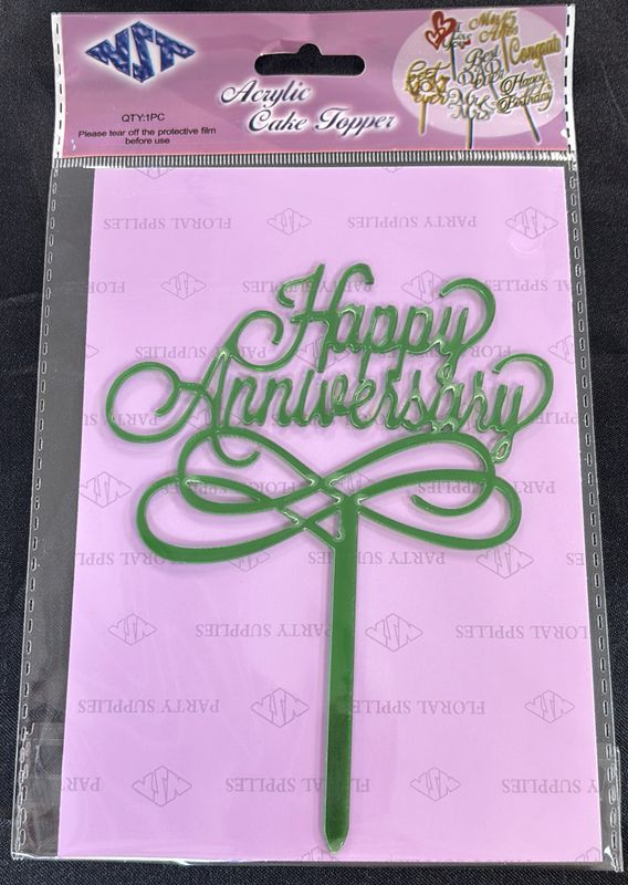 ASSORTED ACRYLIC HAPPY  ANNIVERSARY CAKE TOPPER