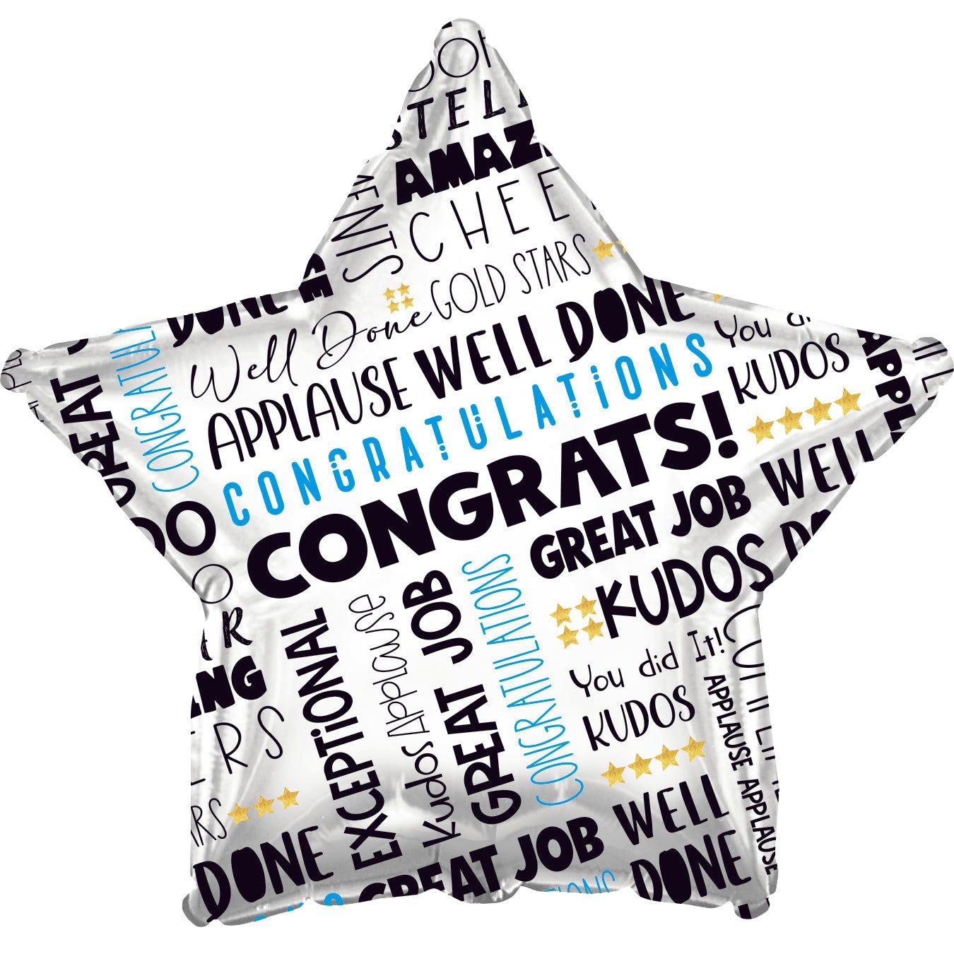 STAR CONGRATS BLACK AND BLUE FOIL BALLOON 17"