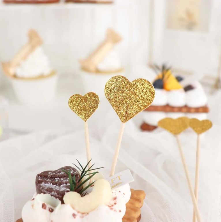 24 Pack Cupcake Topper Picks Hearts