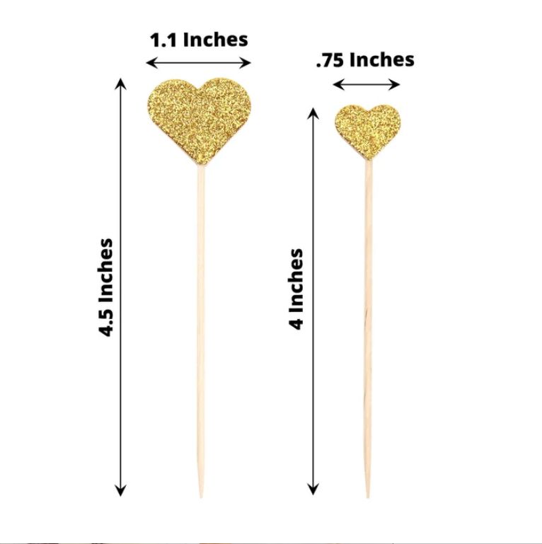 24 Pack Cupcake Topper Picks Hearts