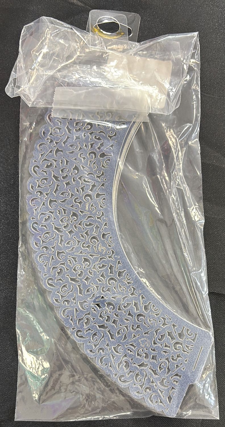 NAVY LASER CUT CUPCAKE WRAPS 25CT