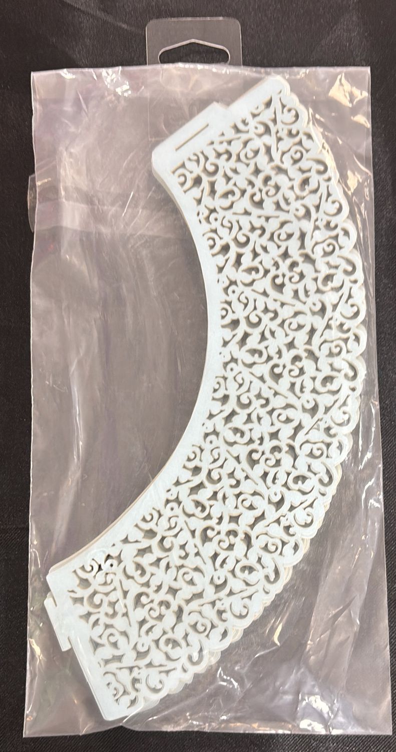 LIGHT BLUE LASER CUT CUPCAKE WRAPS 25CT
