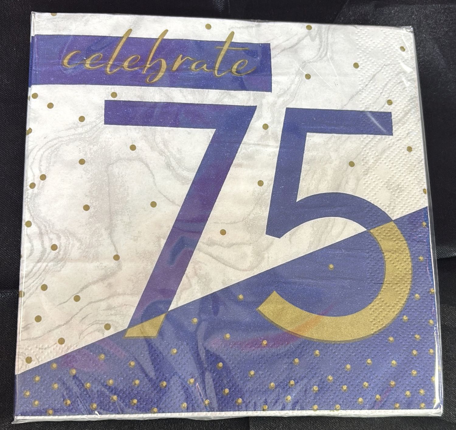 75 NAVY &amp; GOLD MILESTONE NAPKIN