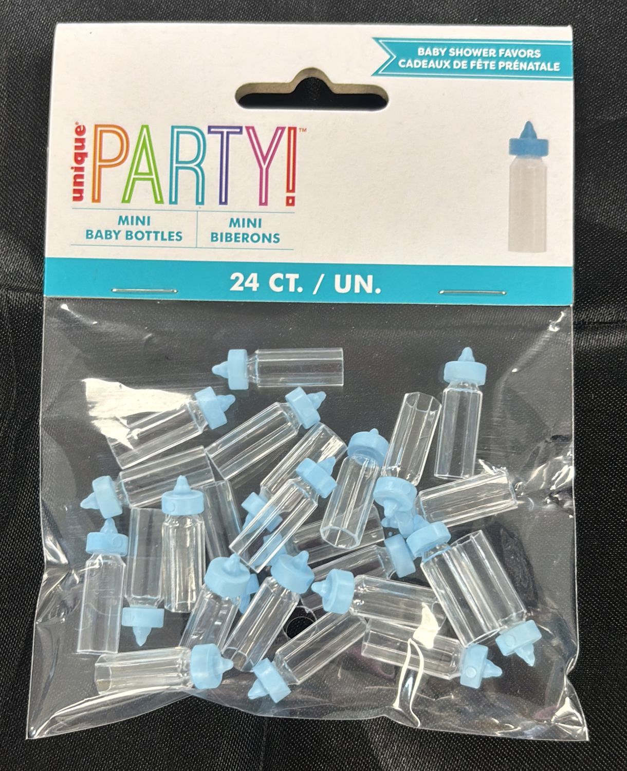 BABY SHOWER FAVORS MINI BLUE BOTTLES 24CT