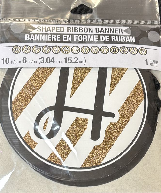 BLACK &amp; GOLD RIBBON BANNER