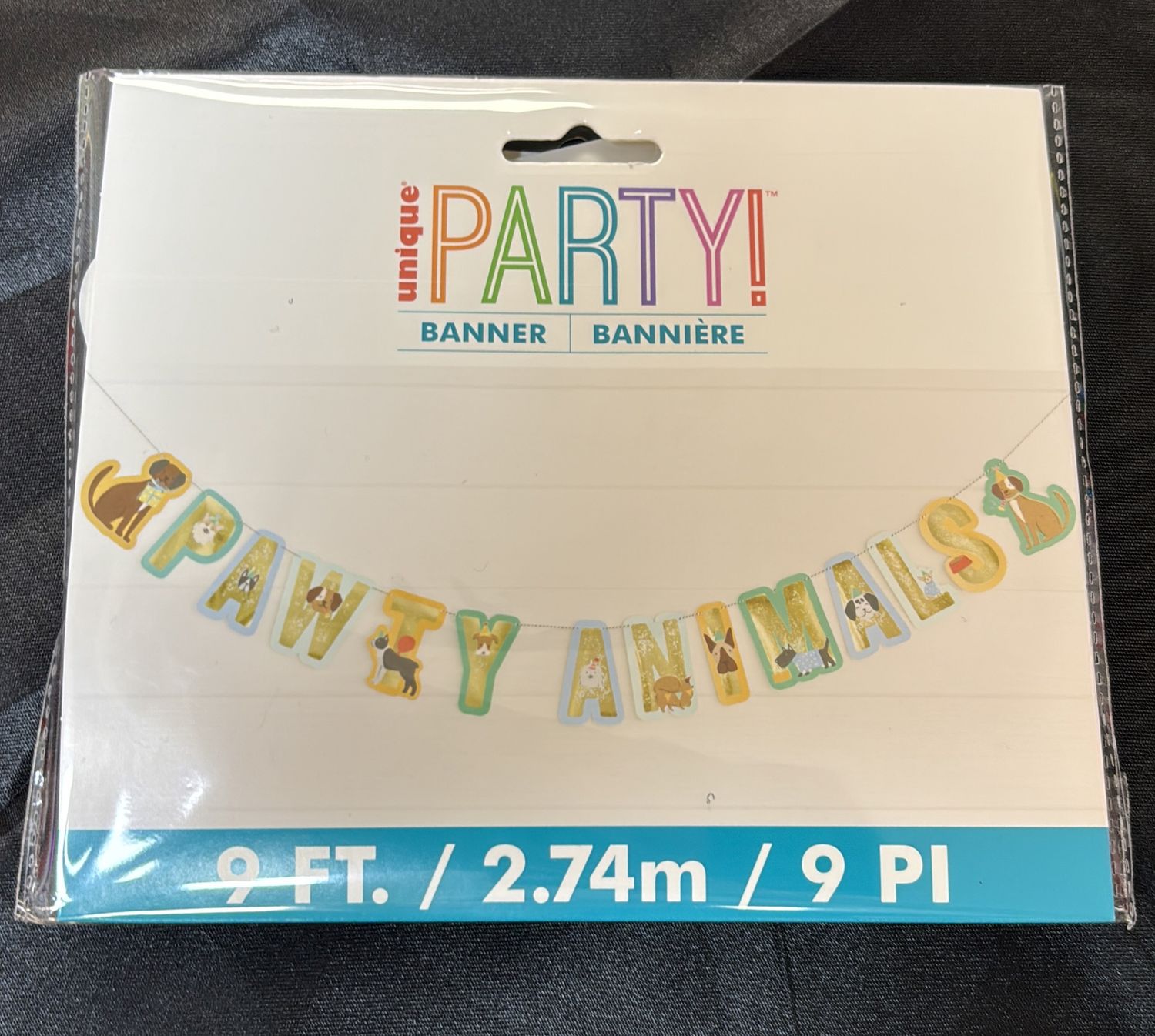 BANNER PAWTY ANIMALS 9FT FOIL LETTERS