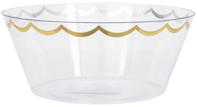 10" SERVING BOWL CLEAR W GOLD TRIM