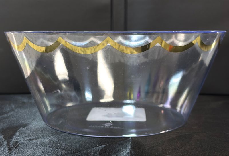 10" Serving Bowl Clear W Gold Trim