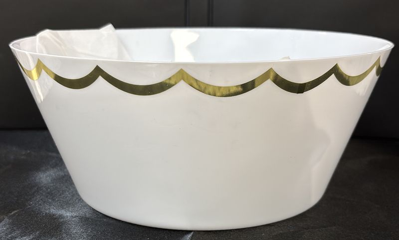 10" SERVING BOWL WHITE W GOLD TRIM