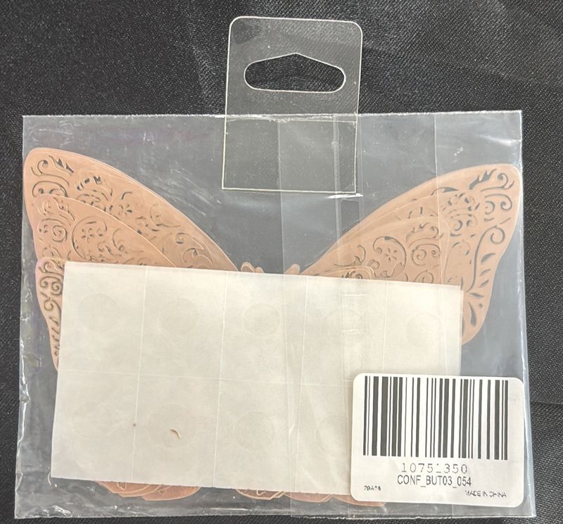 12Pk 3D Butterfly Cake Decorations Rose Gold
