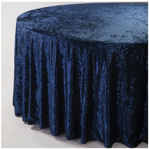 NAVY 120" ROUND VELVET TABLECLOTH