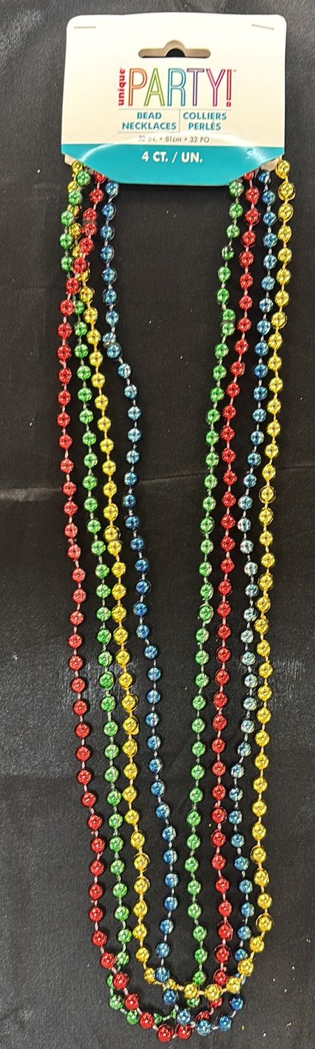 32" ASSORTED METALLIC BEADS 4CT