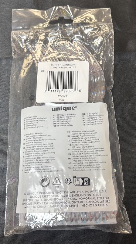 Glitter Clear Forks 18Ct