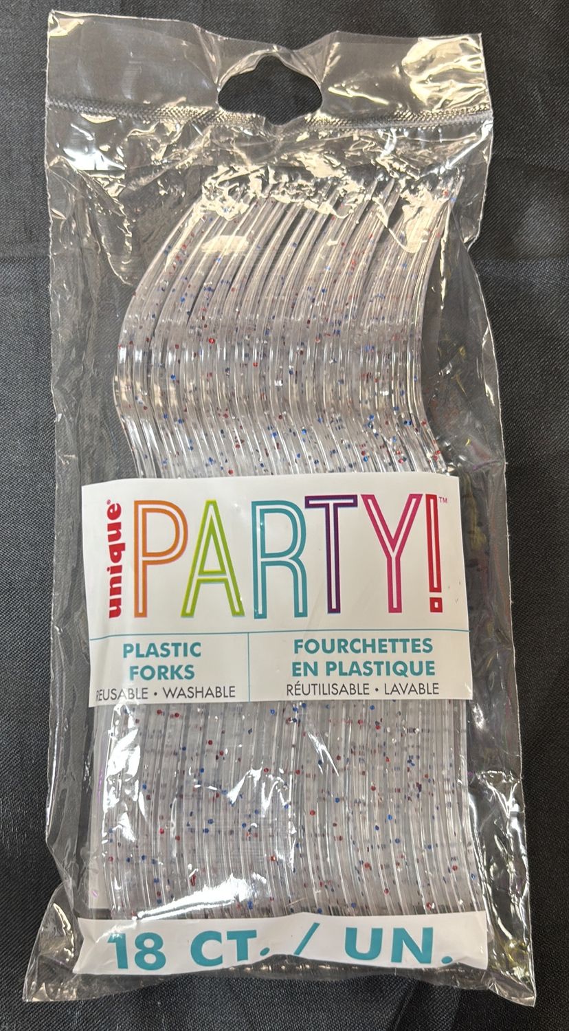 GLITTER CLEAR FORKS 18CT