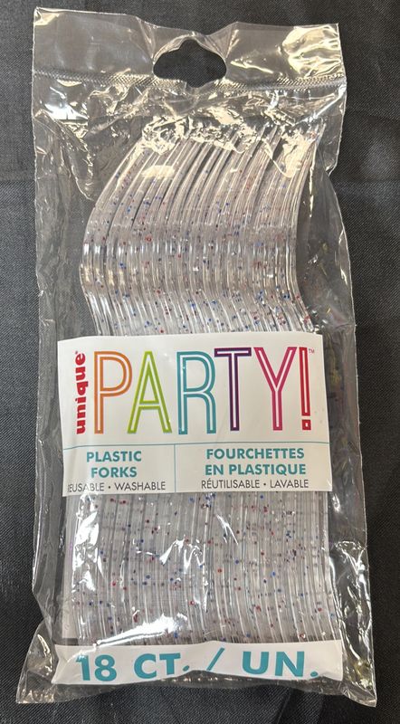 GLITTER CLEAR FORKS 18CT