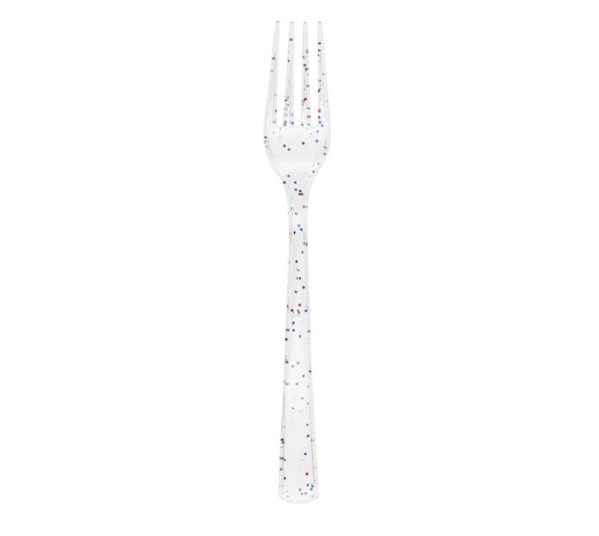Glitter Clear Forks 18Ct