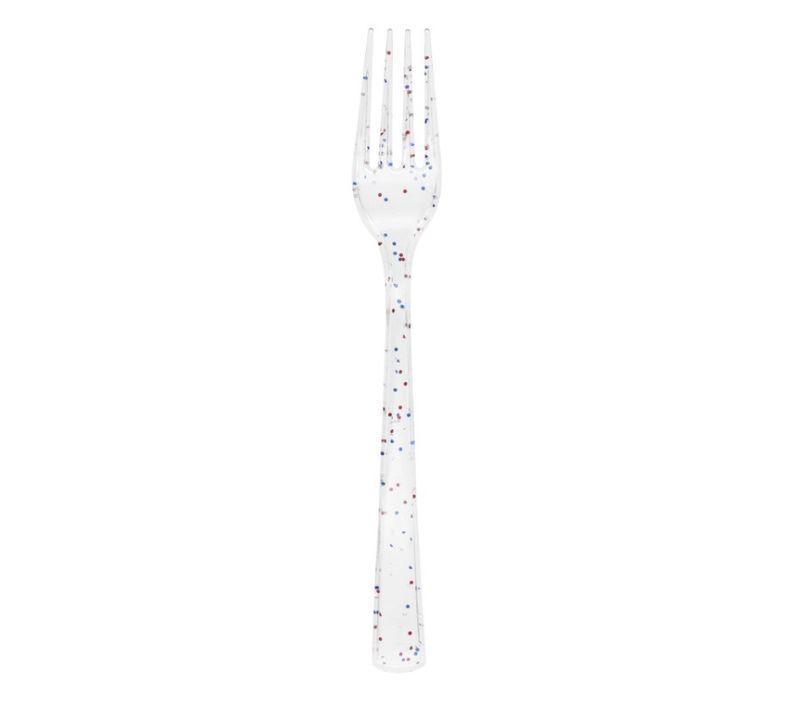 Glitter Clear Forks 18Ct